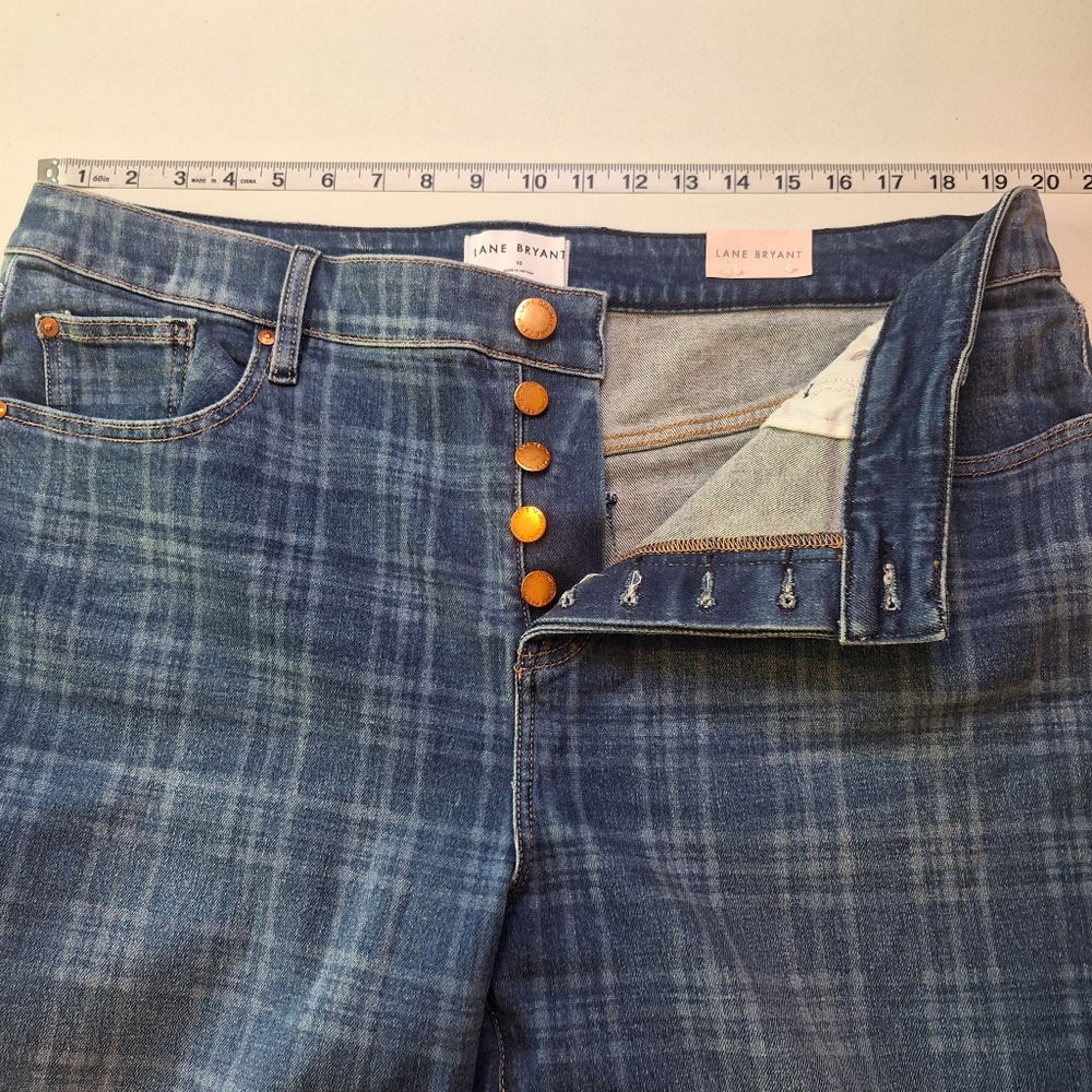 NWT Lane Bryant Jeans 18 Signature Fit High Rise Straight Button Fly Plaid